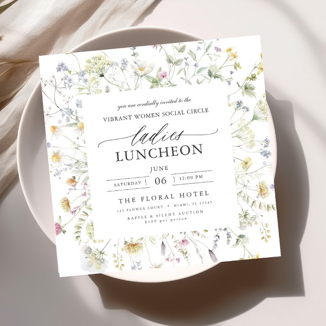 Elegant Charity Lunch Floral Wildflowers Invitation (Creator Uploaded)