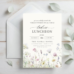 Elegant Charity Lunch Floral Wildflowers Invitation