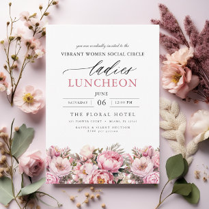 Elegant Charity Lunch Watercolor Floral Invitation