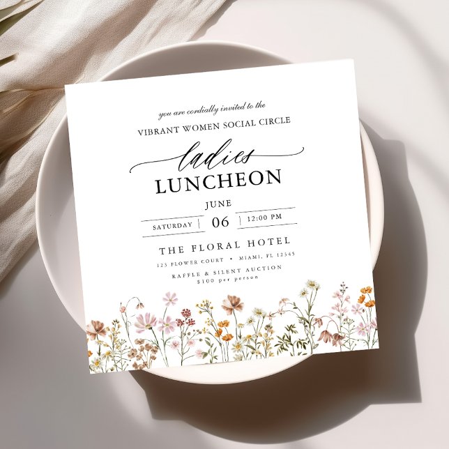 Elegant Charity Lunch Watercolor Wildflower Invitation (Creator Uploaded)