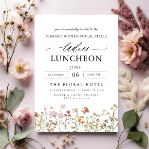 Elegant Charity Lunch Watercolor Wildflower Invitation