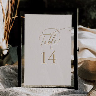 Elegant Charm 5x7 Ivory Gold Wedding Table Numbers