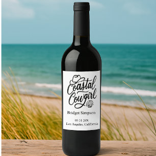 Elegant Charm Bachelorette coastal cowgirl Wine Label