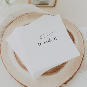 Elegant Charm Black and White Monogram Wedding Napkin