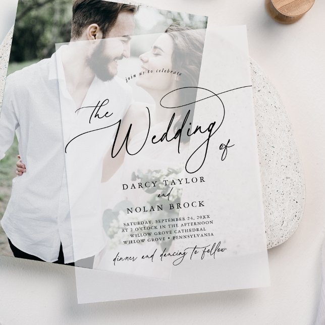 Elegant Charm Black Simple Boho Modern Wedding Vellum Invitations (Elegant Charm Black Simple Boho Modern Wedding Vellum Invitations)