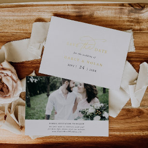 Elegant Charm Black White Gold Foil Save the Date