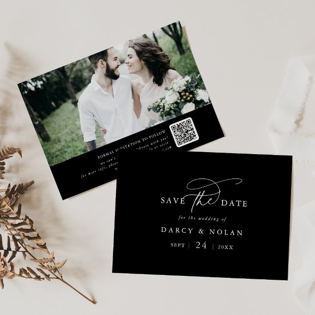 Elegant Charm Dark Black Wedding Save The Date (Elegant Charm Dark Black Wedding Save The Date)