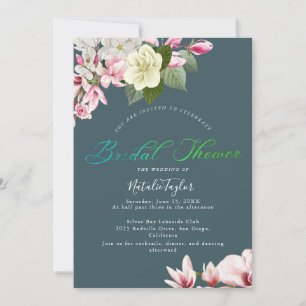 Elegant Charm Dark Sage Bridal Shower Invitations