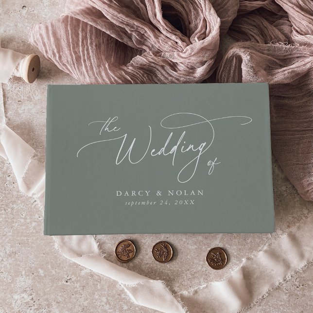 Elegant Charm Dark Sage Wedding Guest Book (Elegant Charm Dark Sage Wedding Guest Book)