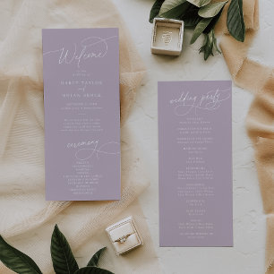 Elegant Charm Flat Lavender Purple Wedding Program