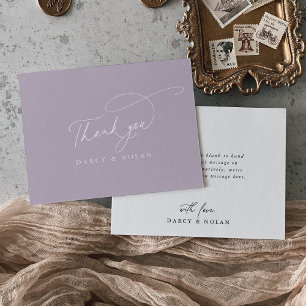 Elegant Charm Flat Purple Wedding Thank You Cards