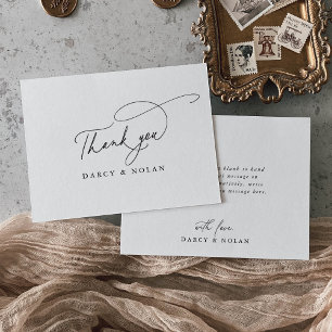 Elegant Charm Flat Simple Wedding Thank You Cards