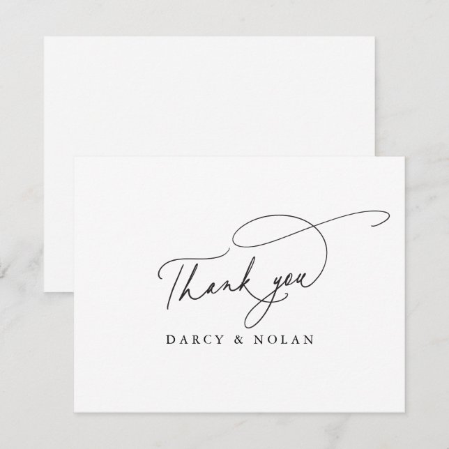 Elegant Charm Flat Simple Wedding Thank You Cards (Front/Back)