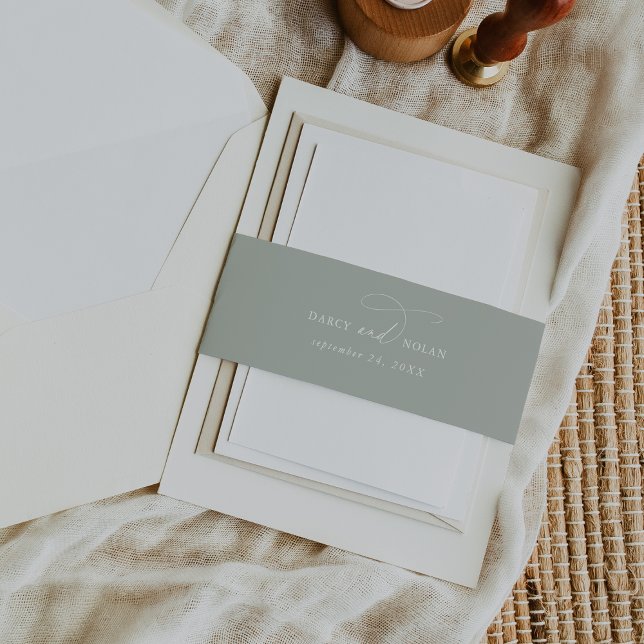 Elegant Charm Green Wedding Invitation Belly Band (Creator Uploaded)