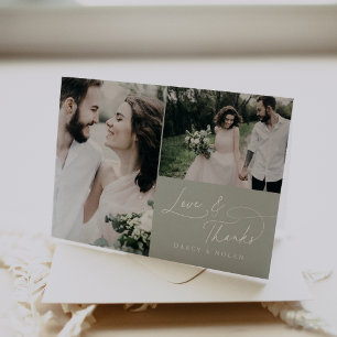 Elegant Charm Green Wedding Photo Thank You Cards
