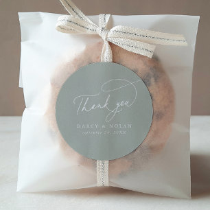 Elegant Charm Green Wedding Thank You Stickers