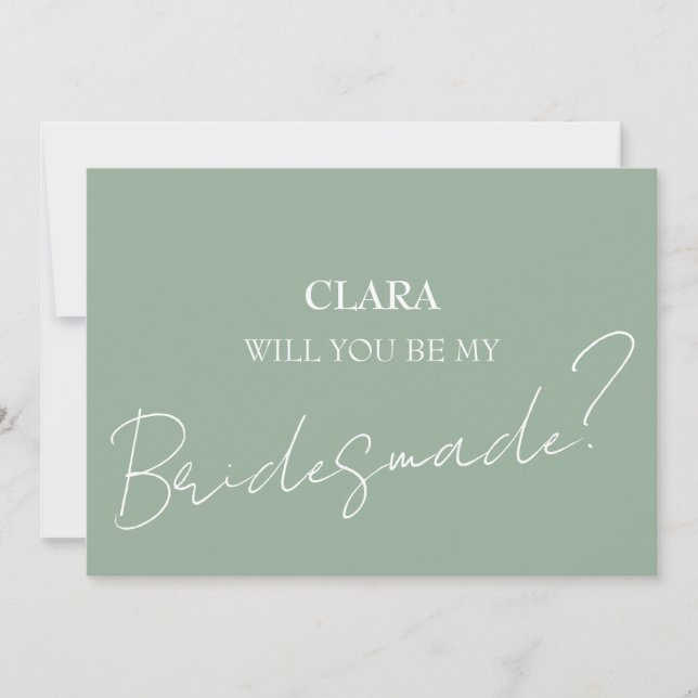 Elegant Charm Green Wildflower Wedding Bridesmade Invitation (Front)