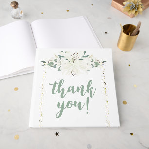 Elegant Charm Green Wildflower Wedding Guest Book