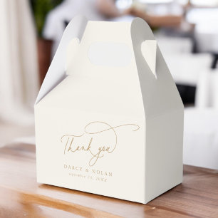 Elegant Charm Ivory and Gold Wedding Favour Boxes