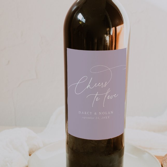Elegant Charm Lavender Purple Wedding Wine Labels (Elegant Charm Lavender Purple Wedding Wine Labels)