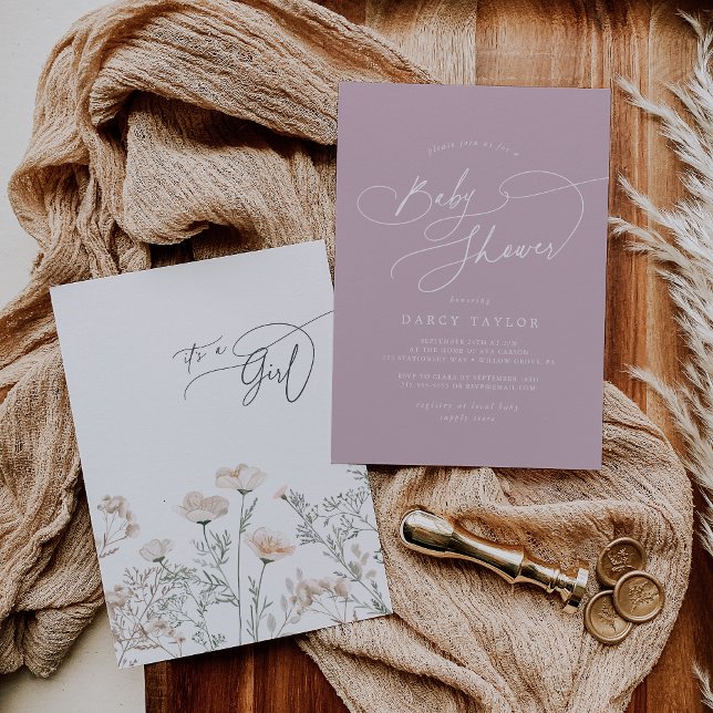 Elegant Charm Pink Wildflower Baby Shower Invitation (Elegant Charm Pink Wildflower Baby Shower Invitation)