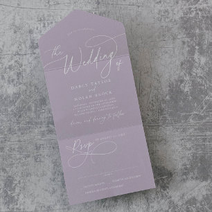 Elegant Charm RSVP Lavender Purple Wedding All In One Invitation