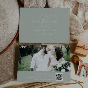 Elegant Charm Sage Green Wedding Save The Date