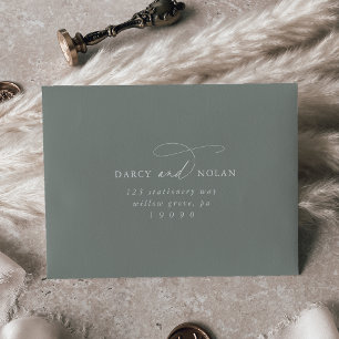 Elegant Charm Sage RSVP Self Addressed Envelope