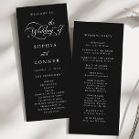 Elegant Charm Script Wedding Ceremony Black Program<br><div class="desc">This black and white wedding ceremony program features elegant,  romantic swirly calligraphy lettering with a formal script. For more advanced customisation of this design,  please click the BLUE DESIGN TOOL BUTTON above!</div>