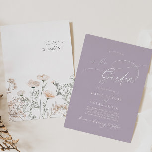 Elegant Charm Silver Foil Purple Garden Wedding