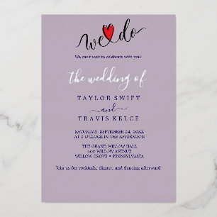 Elegant Charm Silver Foil Purple Garden Wedding