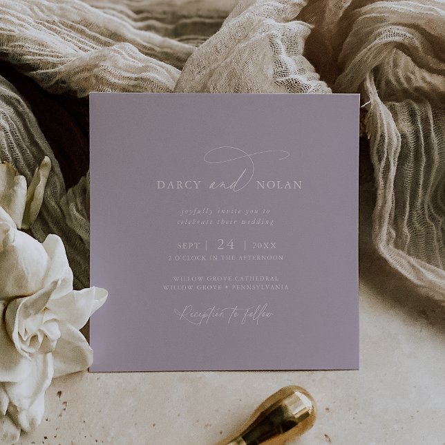 Elegant Charm Square Purple Wedding Invitations (Elegant Charm Square Purple Wedding Invitations)