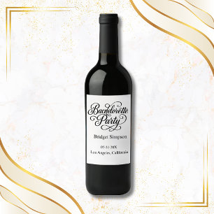 Elegant Charm Timeless Bachelorette party Wine Label