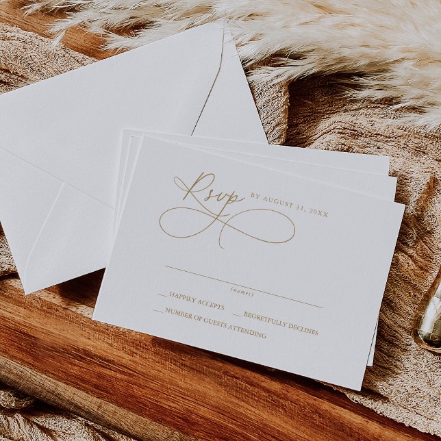 Elegant Charm White and Gold Simple RSVP Cards (Elegant Charm White and Gold Simple RSVP Cards)