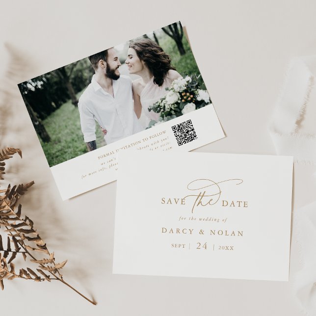 Elegant Charm White and Gold Wedding Save The Date (Elegant Charm White and Gold Wedding Save The Date)