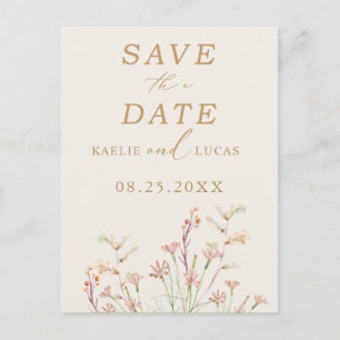 Elegant Charm Wild Flower Wedding Save The Date Invitation Postcard