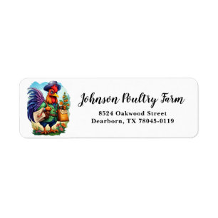 Elegant Charming Cute Rooster Chicken Poultry Farm Return Address Label