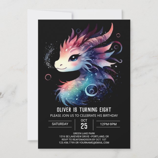 Elegant Charming Dragon Birthday Invitation (Front)