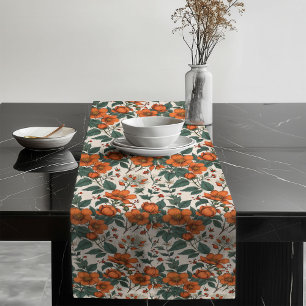 Elegant Charming Fall Floral Warm Dining Space Long Table Runner