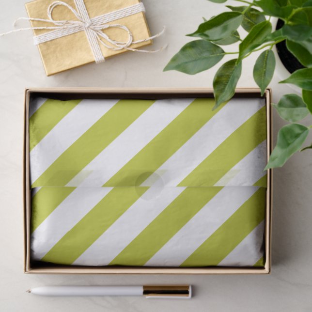 Elegant Chartreuse and White Striped Pattern Tissue Paper (Gift)
