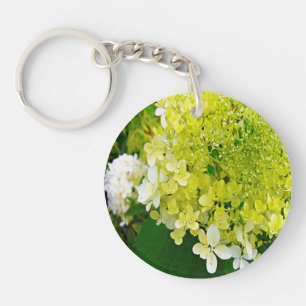 Elegant Chartreuse Green Limelight Hydrangea Key Ring