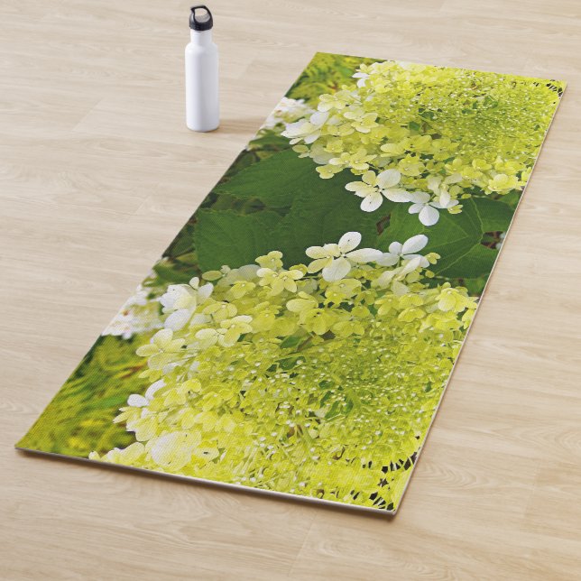 Elegant Chartreuse Green Limelight Hydrangea Yoga Mat (In Situ)