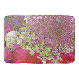 Elegant Chartreuse Green, Pink and Blue Hydrangea Bath Mat