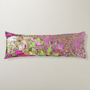 Elegant Chartreuse Green, Pink and Blue Hydrangea Body Cushion