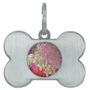 Elegant Chartreuse Green, Pink and Blue Hydrangea Pet ID Tag