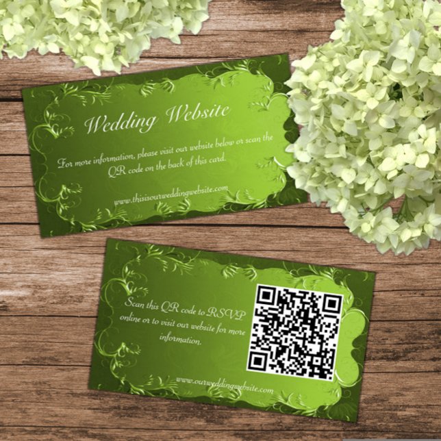 Elegant Chartreuse Green Wedding Website  Enclosure Card (Creator Uploaded)