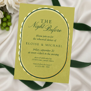 Elegant Chartreuse Scalloped Oval Rehearsal Dinner