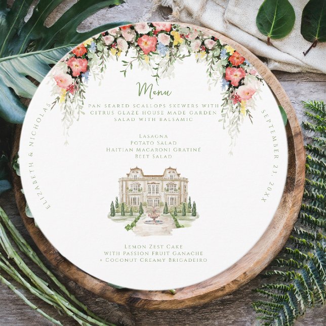 Elegant Chateau Floral Wedding Menu (Creator Uploaded)
