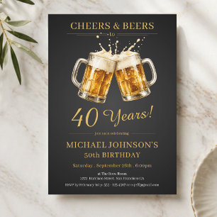Elegant Cheers and Beers 40th Birthday Party Invitation