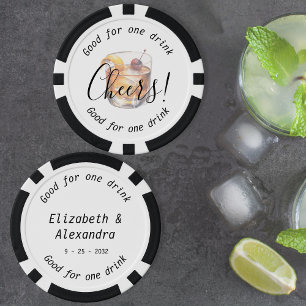 Elegant Cheers Cocktail Drink Wedding Poker Chips